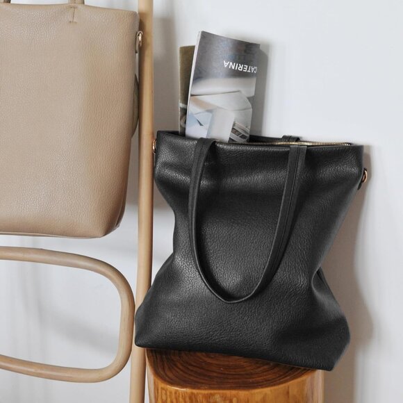 Women's Vegan Leather Tote Bag with Removable Shoulder Strap Large Capacity - Picture 7 of 7